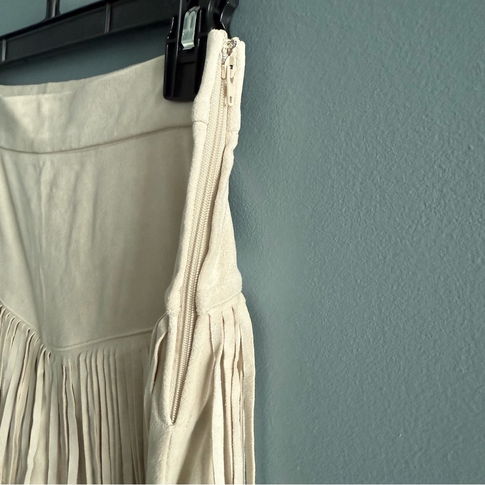 Francesca’s Blue Rain Fringe Faux Suede Skirt - Picture 3 of 7